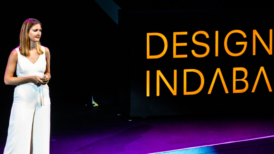 Antya Waegemann on stage at Design Indaba