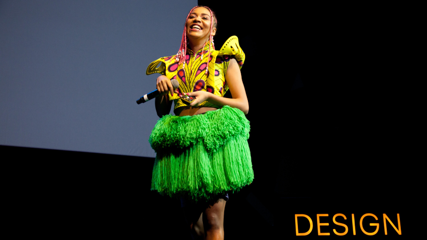 Sho Madjozi on stage at Design Indaba Sho Madjozi on stage at Design Indaba