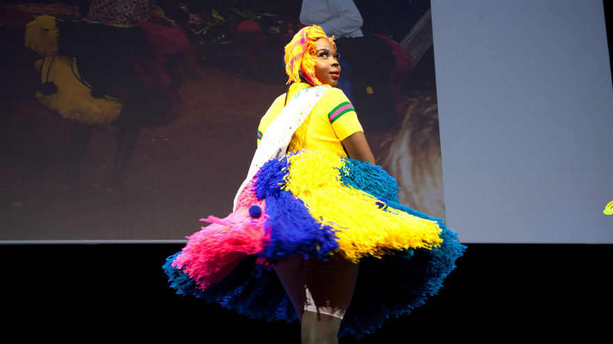 Sho Madjozi performance on stage at Design Indaba Sho Madjozi performance on stage at Design Indaba