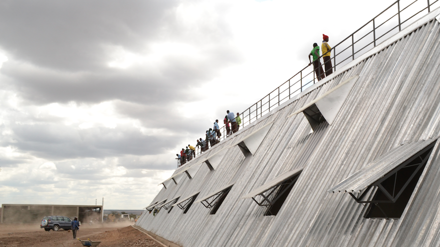 The buildings of Waterbank School in Kenyan harvest rainfall for the community