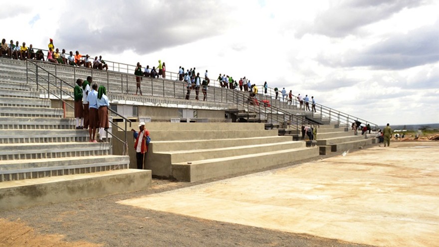 The buildings of Waterbank School in Kenyan harvest rainfall for the community