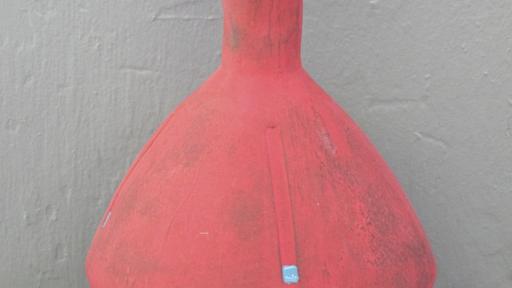 Cape Town-based ceramicist Clementina van der Walt's zig zag vase in red