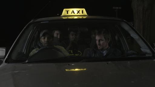 Jerry Mntonga as the driver, Bryan van Niekerk in the passenger seat. Asher Stoltz, Meren Reddy and Tiffany Jones Barbuzano in the back