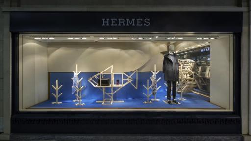 Hermès Geneva window display by ECAL Master's graduate Hongchao Wang of Benwu Studio. 