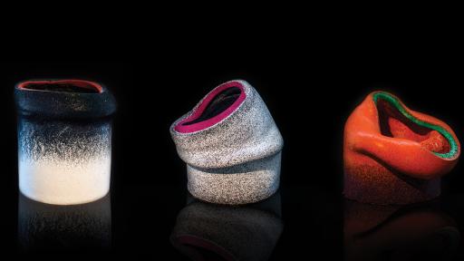 Wael Seaiby, a graduate of the University of Edinburgh, has designed Plag, a series of glass and ceramic looking vessels made from recycled plastic.