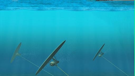 Kites moored to the ocean floor could harvest energy from ocean currents. Image: Minesto