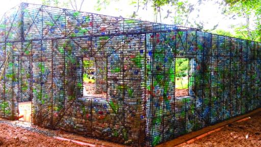 The Village uses plastic bottles in its construction