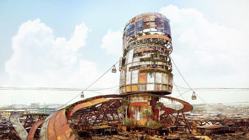 Artist imagines colossal vertical slums in Lagos 