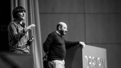 Roberto Feo and Rosario Hurtado of El Ultimo Grito on stage at Design Indaba Conference 2014. Image: Jonx Pillemer. 