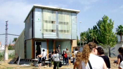 Santiago Cirugeda and his team constructed this building using recycled building materials. 