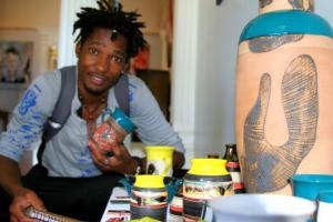 Sikho Mququ's ceramics are based on the idea of "Ityali" - a traditional Xhosa blanket. Sikho Mququ's ceramics are based on the idea of "Ityali" - a traditional Xhosa blanket.