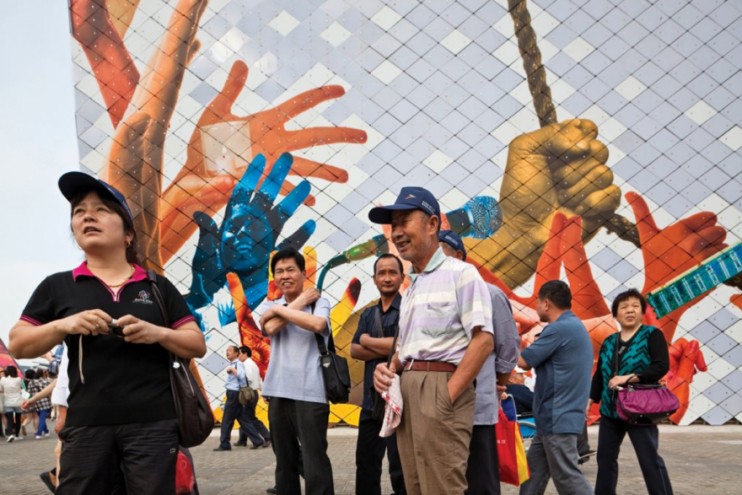 Chinese people at the Shanghai World Expo in front of the Philippines Pavilion. 