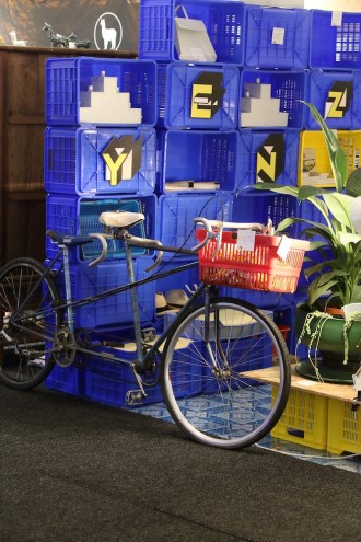 "Limousine" a self-made tandem bicycle composite on the Yenza stand. 