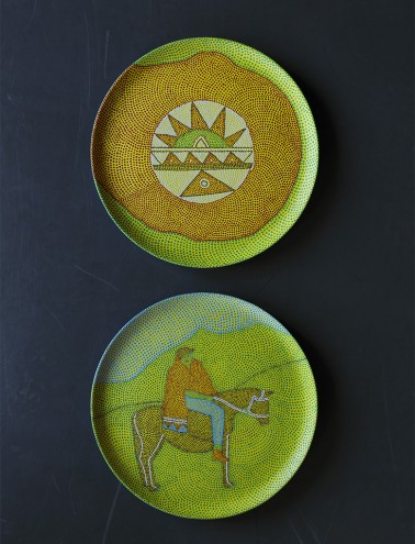 Painted plates by Sibusiso Duma. Photo: Jac de Villiers. Stylist: Liane Visser.