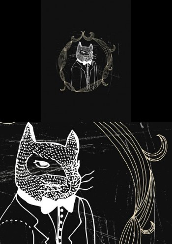 Dapper cat art print by Lauren Fowler. 