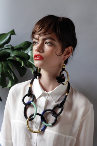 Cirque necklace with Geisha earings from Pichulik's 2014 Spring/Summer Collection. 