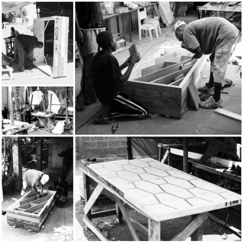 The 25s32e furniture range by Mozambican design collective Piratas do Pau, under construction.