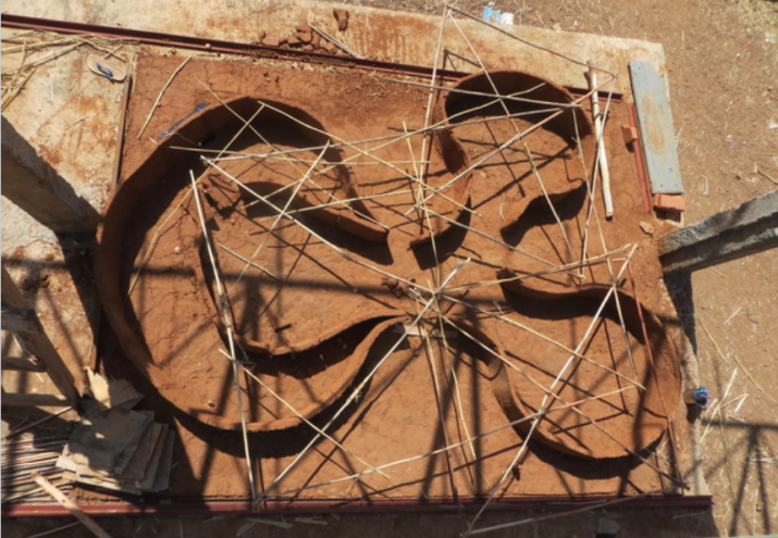 A clay model of The Atelier at Gando. 