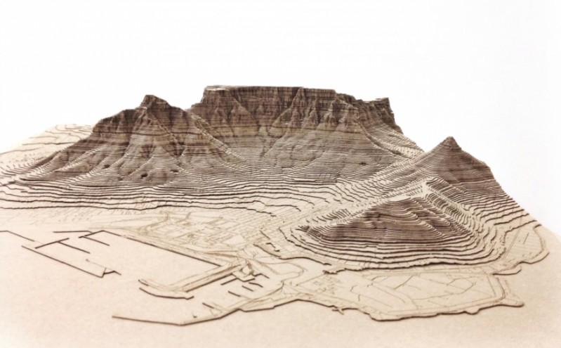 Nikki Onderstall's  laser cut models of Cape Town.