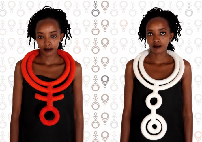 Maria Uys felt neckpieces. 