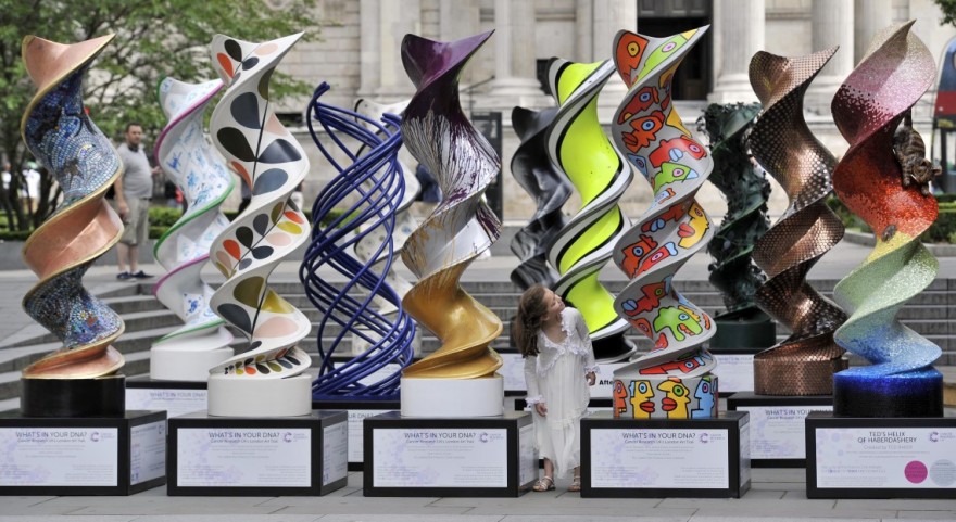 21 double helix sculptures were dotted around London as a fund raising collaboration with designers and Cancer Research UK.