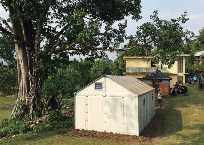 Humanitarian shelter for the sick and displaced in Nepal delivered by Ikea. Photo: © Better Shelter 