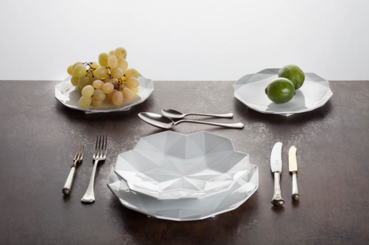 Designed by Svetlana Koženová, the Lilia Collection is a dinnerware set inspired by the slicing planes and crystalline shapes of Czech cubism.