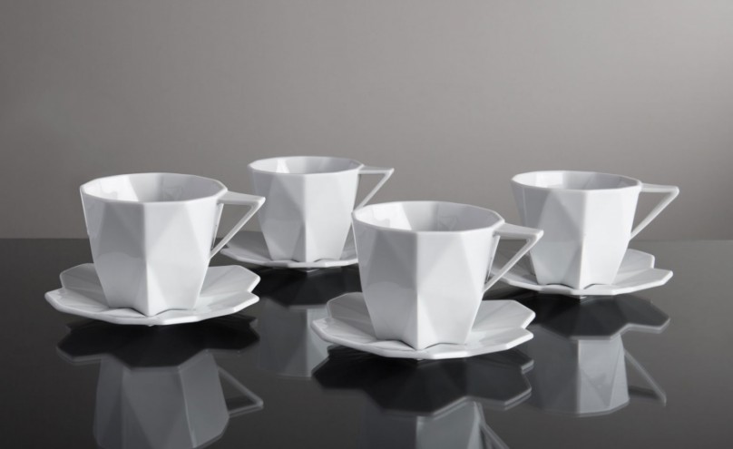 Designed by Svetlana Koženová, the Lilia Collection is a dinnerware set inspired by the slicing planes and crystalline shapes of Czech cubism.