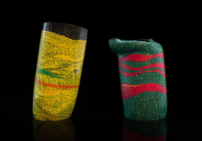 Wael Seaiby, a graduate of the University of Edinburgh, has designed Plag, a series of glass and ceramic looking vessels made from recycled plastic.