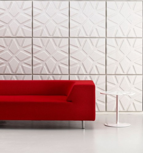 Geo sound absorbing wall panels by Ineke Hans. 