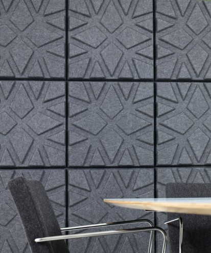 Geo sound absorbing wall panels by Ineke Hans. 