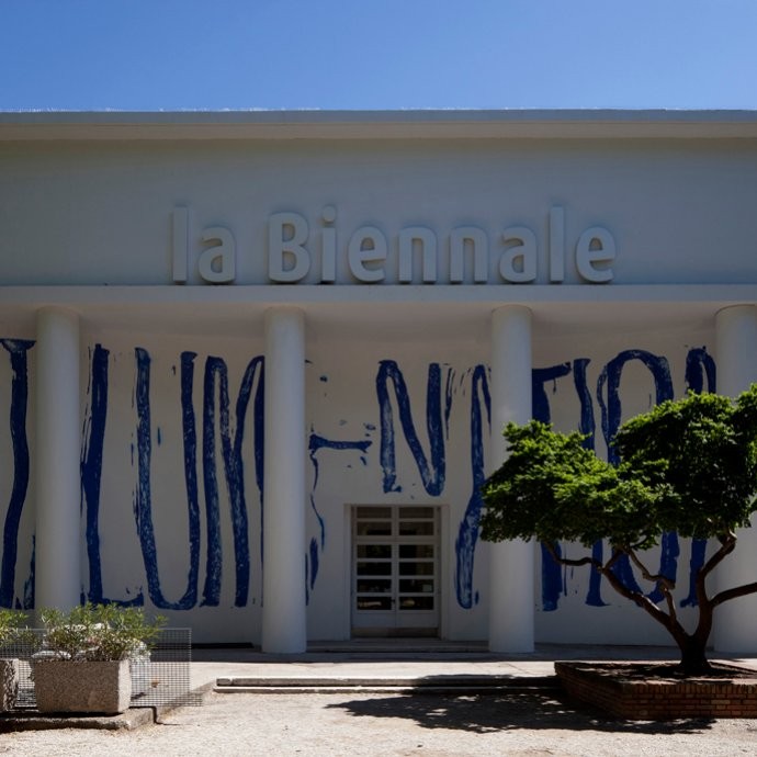 ILLUMI-NATIONS, façade of the Central Pavilion at Giardini. Photo: Josh Smith. ILLUMI-NATIONS, façade of the Central Pavilion at Giardini. Photo: Josh Smith.