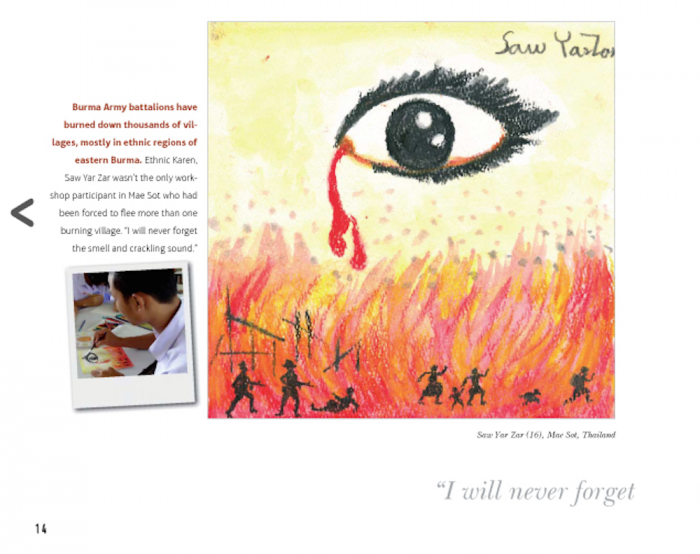 Berg's book captures the illustrations of refugees who were forced to flee Myanmar. 