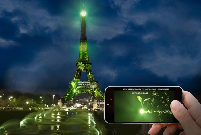 Artist Naziha Mestaoui is planning to grow a virtual forest on the Eiffel Tower that will be matched by a real one in the soil Artist Naziha Mestaoui is planning to grow a virtual forest on the Eiffel Tower that will be matched by a real one in the soil