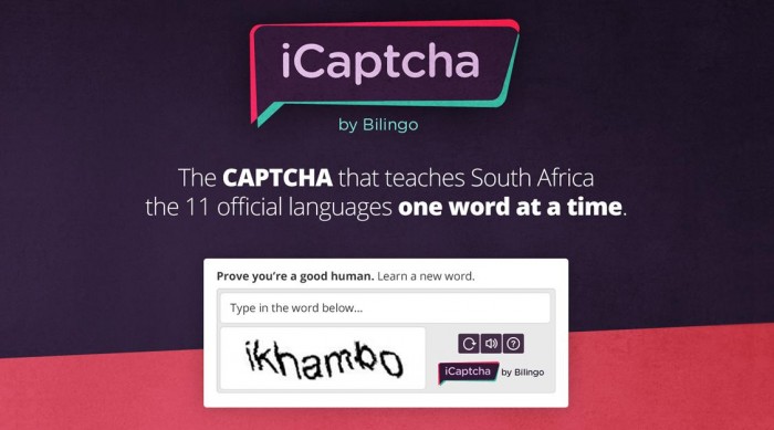 iCAPTCHA by Bilingo is a service that checks that you’re not a robot while teaching South Africans words from the 11 official languages. iCAPTCHA by Bilingo is a service that checks that you’re not a robot while teaching South Africans words from the 11 official languages.