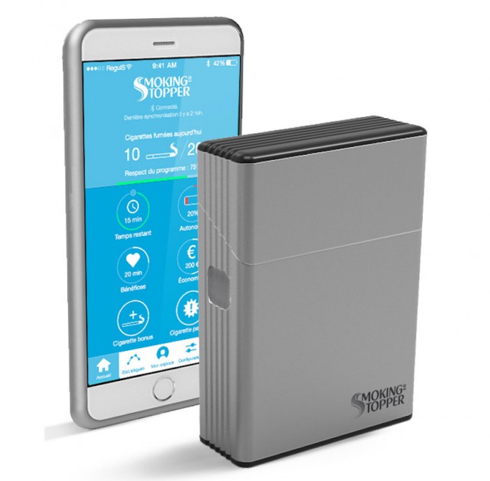 This smart box pairs with an app to form a tech solution to cigarette cravings. 