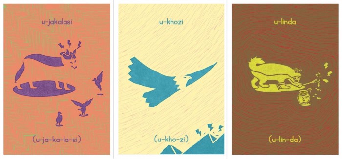 South African graphic designer Siya Masuku designed a beautiful printed Zulu alphabet, featuring 25 lively animals, to help teach children isiZulu.