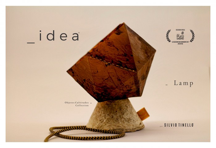 Silvio Tinello's "idea" lamp made from cellulose and Yerba Mate