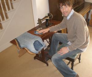 John-Paul Flintoff at his sewing machine. 