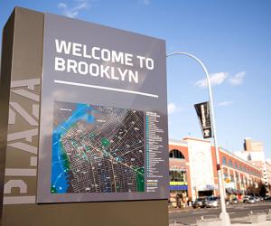 Brooklyn Centre signage, wayfinding and environmental graphics by Michael Bierut. 
