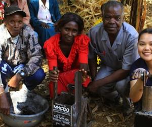 Dalhousie University student, Keilah Bias has invented a pressing machine that turns agricultural waste into briquettes for cooking in impoverished communities. Image: Keila Bias
