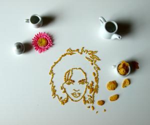 Amongst other things, New York-based artist Sarah Rosado creates celebrity portraits out of crushed cereal flakes