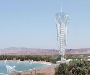 Rotating veil shields medical centre from the heat 