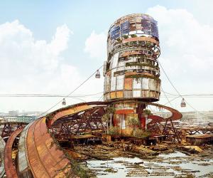 Artist imagines colossal vertical slums in Lagos 