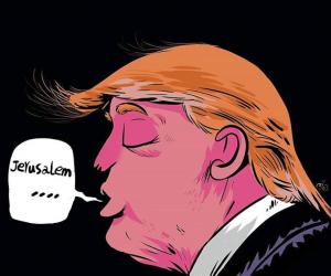 US President Donald Trump by Twin Cartoon. The decision of US President Donald Trump to recognise Jerusalem as the capital of Israel has generated a series of reactions in Palestine and around the world.