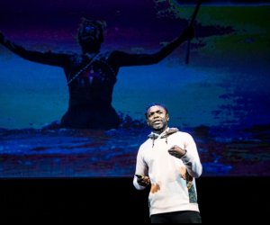 Sunu Gonera on stage at Design Indaba