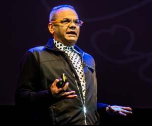 Hanif Kara on stage at the Design Indaba Conference