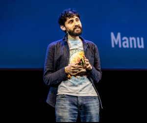 Manu Prakash on stage at Design Indaba