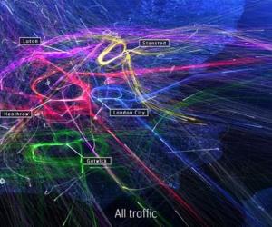 Air traffic service NATS shares a striking visualisation of the flights over London’s airports in “London 24”.