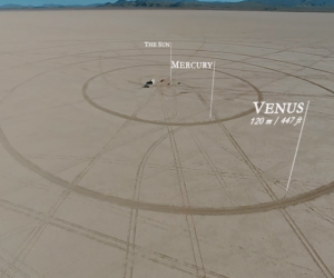 The first true-to-scale illustration of our solar system by Wiley Overstreet and Alex Gorosh.